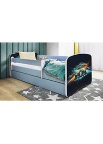 Mid.you Kinder-/Juniorbett , Blau, Weiß , Textil , Birke , Sperrholz,Schichtholz , H2 , 1-Zonen , Höhe ca. 15 cm , links montierbar, rechts montierbar , 80x160 cm , nicht verstellbar , Babymöbel & Kindermöbel, Kinderzimmer & Jugendzimmer, Kinderbetten, Kinderbetten & Jugendbetten