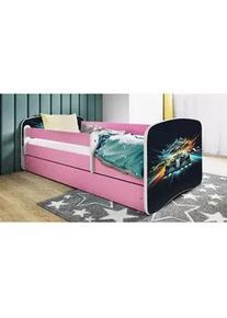 Mid.you Kinder-/Juniorbett , Weiß, Pink , Textil , Birke , Sperrholz,Schichtholz , H2 , 1-Zonen , Höhe ca. 15 cm , links montierbar, rechts montierbar , 80x160 cm , nicht verstellbar , Babymöbel & Kindermöbel, Kinderzimmer & Jugendzimmer, Kinderbetten, Kinderbetten & Jugendbetten