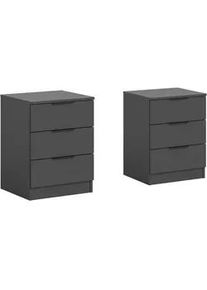 Mid.you Nachtkästchenset , Anthrazit , Kunststoff , Holzoptik , 6 Schubladen , 45x60x40 cm , FSC Mix , Schlafzimmer, Nachtkästchen