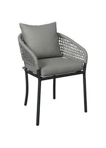 Ambia Garden Gartenstuhl , Grau , Metall, Kunststoff, Textil , Füllung: Schaumstoff, Fleece , Rundrohr , 60x76x62 cm , stapelbar, inklusive Armlehnen, Bezug abnehmbar , Gartenmöbel, Gartensessel, Gartenstühle