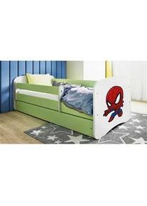 Mid.you Kinder-/Juniorbett , Grün, Weiß , Textil , Birke , Sperrholz,Schichtholz , H2 , 1-Zonen , Höhe ca. 15 cm , links montierbar, rechts montierbar , 80x160 cm , nicht verstellbar , Babymöbel & Kindermöbel, Kinderzimmer & Jugendzimmer, Kinderbetten, Kinderbetten & Jugendbetten