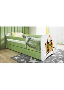 Mid.you Kinder-/Juniorbett , Grün, Weiß , Textil , Birke , Sperrholz,Schichtholz , H2 , 1-Zonen , Höhe ca. 15 cm , links montierbar, rechts montierbar , 80x160 cm , nicht verstellbar , Babymöbel & Kindermöbel, Kinderzimmer & Jugendzimmer, Kinderbetten, Kinderbetten & Jugendbetten