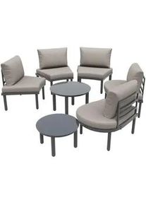 Urban Meuble Loungemöbel-Set 5-Sitzer mit Sitzkissen , Metall, Glas , Rund , Gartenmöbel, Gartengarnituren, Gartenmöbel-Sets