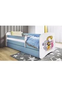 Mid.you Kinder-/Juniorbett , Blau, Weiß , Textil , Birke , Sperrholz,Schichtholz , H2 , 1-Zonen , Höhe ca. 15 cm , links montierbar, rechts montierbar , 80x160 cm , nicht verstellbar , Babymöbel & Kindermöbel, Kinderzimmer & Jugendzimmer, Kinderbetten, Kinderbetten & Jugendbetten