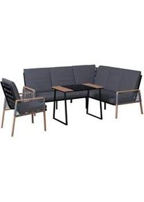 Ambia Garden Loungegarnitur , Naturfarben, Dunkelgrau , Metall, Kunststoff, Textil , 4-teilig , Füllung: Schaumstoff, Fleece,Fleece , U-Form, einzeln stellbar , U-Form , Gartenmöbel, Loungemöbel, Loungegarnituren