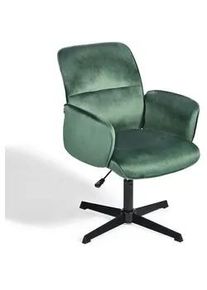 Urban Meuble Drehstuhl Armlehnsessel mit Drehfunktion in Beige, höhenverstellbar , Grün , Metall , 59.5x93x61.5 cm , Büromöbel, Bürostühle, Drehstühle