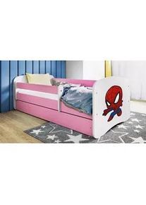 Mid.you Kinder-/Juniorbett , Weiß, Pink , Textil , Birke , Sperrholz,Schichtholz , H2 , 1-Zonen , Höhe ca. 15 cm , links montierbar, rechts montierbar , 80x160 cm , nicht verstellbar , Babymöbel & Kindermöbel, Kinderzimmer & Jugendzimmer, Kinderbetten, Kinderbetten & Jugendbetten