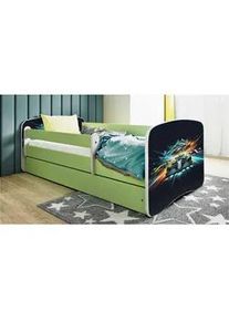 Mid.you Kinder-/Juniorbett , Grün, Weiß , Textil , Birke , Sperrholz,Schichtholz , H2 , 1-Zonen , Höhe ca. 15 cm , links montierbar, rechts montierbar , 80x160 cm , nicht verstellbar , Babymöbel & Kindermöbel, Kinderzimmer & Jugendzimmer, Kinderbetten, Kinderbetten & Jugendbetten