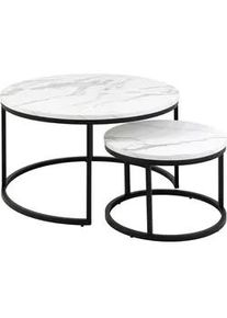 Mid.you Couchtisch , Schwarz, Weiß , Metall, Holzwerkstoff , rund , eckig , 80x45x80 cm , Wohnzimmer, Wohnzimmertische, Couchtische, Couchtische rund