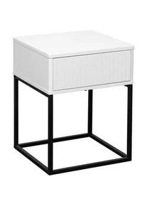 Carryhome Nachtkästchen , Schwarz, Weiß , Metall, Holzwerkstoff , 1 Schubladen , 40x52x38.5 cm , Bsci , Schlafzimmer, Nachtkästchen