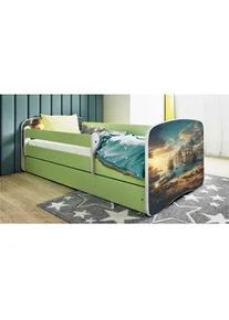 Mid.you Kinder-/Juniorbett , Grün, Weiß , Textil , Birke , Sperrholz,Schichtholz , H2 , 1-Zonen , Höhe ca. 15 cm , links montierbar, rechts montierbar , 80x160 cm , nicht verstellbar , Babymöbel & Kindermöbel, Kinderzimmer & Jugendzimmer, Kinderbetten, Kinderbetten & Jugendbetten