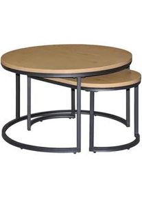 Mid.you Couchtisch , Naturfarben, Schwarz , Metall, Holzwerkstoff , rund , eckig , 70x70x42 cm , Wohnzimmer, Wohnzimmertische, Couchtische, Couchtische rund