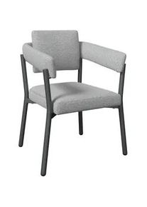 Ambia Garden Gartenstuhl , Anthrazit, Hellgrau , Metall, Textil , Rundrohr , 65x77x61 cm , inklusive Armlehnen , Gartenmöbel, Gartensessel, Gartenstühle