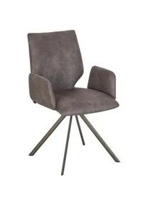 Venjakob Armlehnstuhl , Braun, Graubraun , Metall, Textil , Stativgestell , 55x92x63 cm , Goldenes M, Made in Germany, Dgm, DGM-Emissionslabel , Lederauswahl, Stoffauswahl, Typenauswahl, inklusive Armlehnen , Esszimmer, Esszimmerserien