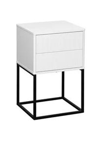 Carryhome Nachtkästchen , Schwarz, Weiß , Metall, Holzwerkstoff , 2 Schubladen , 40x65x38.5 cm , Schlafzimmer, Nachtkästchen