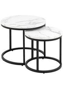 Mid.you Couchtisch , Schwarz, Weiß , Metall, Holzwerkstoff , rund , eckig , 45x40x45 cm , Wohnzimmer, Wohnzimmertische, Couchtische, Couchtische rund