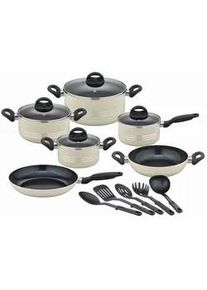 Kochtopfset , Beige , Metall , 15-teilig , 16 cm , 1,5 l , ISO 9001 , backofengeeignet, kratzfest, rostfrei, Griffe werden nicht heiß, geschmacksneutral, PFOA-frei, optimale Wärmeverteilung, leichte Reinigung, PFAS-frei,mit Dampfablass, backofengeeignet , Kochgeschirr, Töpfe, Topfsets