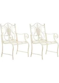 CLP Gartenstuhl 2er Set Metall antik-creme , Creme , 62x94x53 cm , Gartenmöbel, Gartensessel, Gartenstühle