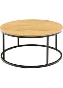 Mid.you Couchtisch , Naturfarben, Schwarz , Metall, Holzwerkstoff , rund , eckig , 80x40x80 cm , Wohnzimmer, Wohnzimmertische, Couchtische, Couchtische rund