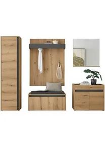 Modante Garderobe , Anthrazit, Eichefarben , Textil, Holzwerkstoff , 6-teilig , 260x200x40 cm , Garderobe, Garderoben-Sets & Garderoben-Serien