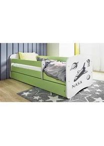 Mid.you Kinder-/Juniorbett , Grün, Weiß , Textil , Birke , Sperrholz,Schichtholz , H2 , 1-Zonen , Höhe ca. 15 cm , links montierbar, rechts montierbar , 80x160 cm , nicht verstellbar , Babymöbel & Kindermöbel, Kinderzimmer & Jugendzimmer, Kinderbetten, Kinderbetten & Jugendbetten