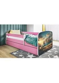 Mid.you Kinder-/Juniorbett , Weiß, Pink , Textil , Birke , Sperrholz,Schichtholz , H2 , 1-Zonen , Höhe ca. 15 cm , links montierbar, rechts montierbar , 80x160 cm , nicht verstellbar , Babymöbel & Kindermöbel, Kinderzimmer & Jugendzimmer, Kinderbetten, Kinderbetten & Jugendbetten