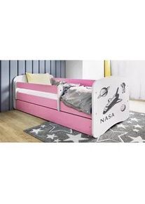 Mid.you Kinder-/Juniorbett , Weiß, Pink , Textil , Birke , Sperrholz,Schichtholz , H2 , 1-Zonen , Höhe ca. 15 cm , links montierbar, rechts montierbar , 80x160 cm , nicht verstellbar , Babymöbel & Kindermöbel, Kinderzimmer & Jugendzimmer, Kinderbetten, Kinderbetten & Jugendbetten