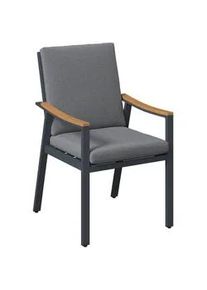 Ambia Garden Gartenstuhl , Naturfarben, Dunkelgrau , Holz, Metall, Textil , Eukalyptusholz,Eukalyptusholz , vollmassiv , Füllung: Schaumstoff, Polyester , eckig , 56x91x69 cm , wetterfest, wetterbeständig, Bezug abnehmbar , Holzmöbel, Sitzgelegenheiten Holz, Gartensessel Holz