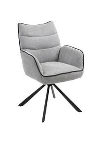 Mid.you Armlehnstuhl , Grau, Schwarz , Metall, Textil , Uni , Stativgestell , 60x92x67 cm , inklusive Armlehnen, Sitzfläche 180° drehbar, automatische Rückholfunktion , Esszimmer, Esszimmerserien