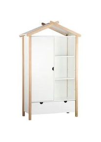 Livetastic Drehtürenschrank , Naturfarben, Weiß , Holz, Holzwerkstoff , Kiefer , massiv , 3 Fächer , 1 Schubladen , 112x187x51 cm , Schlafzimmer, Komplette Schlafzimmer und Serien, Schlafzimmerserien