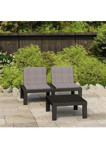 vidaXL Set de muebles de jardín 2 piezas con cojines plástico gris