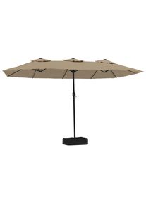vidaXL Sombrilla doble de jardín con luces LED gris taupe 449x245 cm