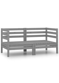 Sofás de esquina de jardín 2 uds madera maciza de pino gris