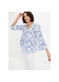 bonprix , Damen , Tunika , weiß/blau floral , 40 , 40 , Tunika bietet dir einen eleganten Look für verschiedene Anlässe