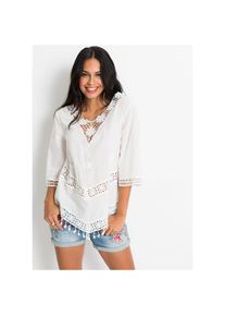 bonprix , Damen , Tunika »Tunikabluse aus reiner Baumwolle«, Tunikabluse aus reiner Baumwolle , wollweiß , 48 , 48 , Tunika für Festivals und...