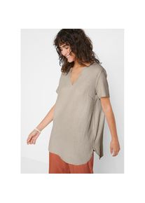 bonprix , Damen , Longtunika, Musselin Long-Tunika aus reiner Baumwolle , steingrau , 56 , 56 , Longtunika aus Musselin für ein angenehmes Tragegefühl