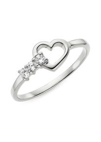 Aniston JEWELRY & WATCHES, Damen, Fingerring &raquo;Schmuck Geschenk Silbering mit Herzchen&laquo; mit Zirkonia (synth.), silberfarben-kristallwei&szlig;, silberfarben-