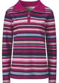 Damer Sweatshirt + skorstenskrage marin-malva-randig Größe 52