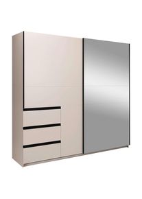 Mid.you Schiebetürenschrank , Kaschmir , Metall , 2 Fächer , 215x205x61.5 cm , in verschiedenen Größen erhältlich, Schrankfront mit Spiegel , Schlafzimmer, Kleiderschränke, Schwebetürenschränke