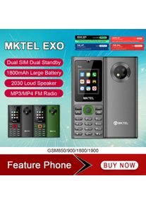 MKTEL EXO Feature Phone Senior Mobile Phone Dual SIM Dual Standby 1.77" Display GSM MP3 MP4 FM Radio Strong Torch Loud Speaker