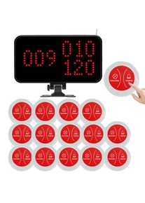 Spanish Kit Restaurant Pager Wireless Waiter Call Bell System 15 Waterproof Table Button & 1 Number Screen for Bar Cafe Clinic