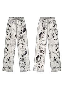 Outdoor Home Pants for Women Pajama Pants Soft Comfortable Cartoon Moe Cat Big Battle Elastic Waist Student Loose Sleeping Pants