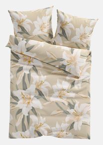 Dekbedovertrek met bloemenprint - beige - maat 135x200 cm - 100% katoen - bonprix