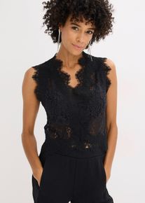 Kanten vest - zwart - maat 36 - bonprix