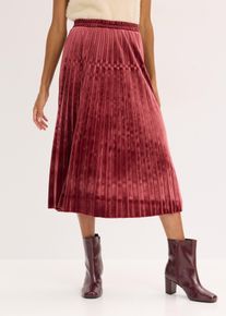 Plissé rok van zacht fluweel - rood - maat 40 - fluweel - bonprix