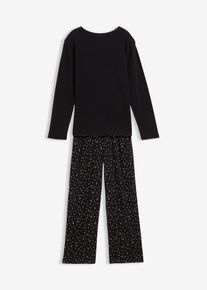 Pyjama van zacht katoen met glitterprint - zwart - maat 128/134 - met katoen - bonprix