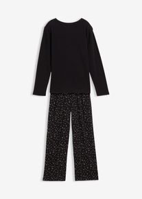 Pyjama van zacht katoen met glitterprint - zwart - maat 176/182 - met katoen - bonprix