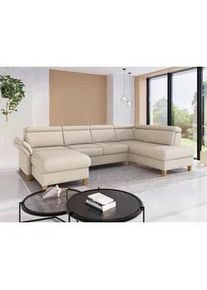 Sit & More Sit & More Wohnlandschaft , Creme , Textil , Eiche , massiv , Ottomane rechts, U-Form , 321x193 cm , Goldenes M, Oeko-Tex® Standard 100, Made in Europe, DGM-Klimapakt , Rücken echt, Armteil links , Wohnzimmer, Sofas & Couches, Wohnlandschaften, Wohnlandschaften in U-Form