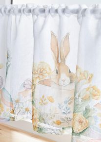 Gardinkappe med kaninprint, hvit, størrelse 30x90 cm, bonprix
