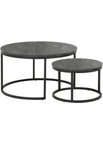 Mid.you Couchtisch , Schwarz , Metall, Holzwerkstoff , rund , eckig , 80x80x44.5 cm , Wohnzimmer, Wohnzimmertische, Couchtische, Couchtische rund